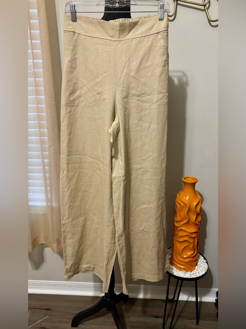Max Studio Khaki Wide-Leg Pull-On Pants